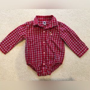 Janie and Jack red and blue plaid baby dress shirt size 12-18M